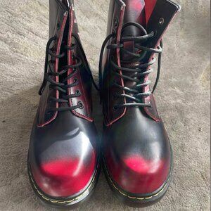 Red & Black Combat Boots | 8-Eye Lace-Up | New Without Box Size 10
